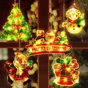 lot 72 image: 5 Pieces Christmas Window Lights Decorations Christmas Window Silhouette Lighted Sign Battery Operated Backdrop String Lights with Suction Cup Hook for Holiday Outdoor Indoor Decor - Retail $26