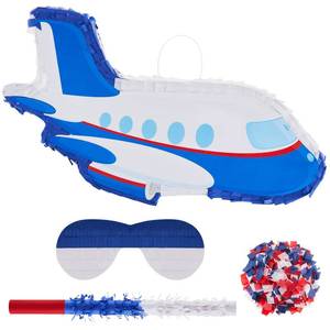 lot 73 image: Airplane Pi�atas for Birthday Party Plane Pi�ata with Stick, Blindfold, Confetti for Adults Birthday Baby Shower Party Supplies - Retail $32