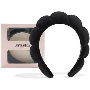 lot 97 image: Ayesha Spa Headband for Women Sponge Headband for Washing Face Clouds Soft Hairband Makeup Headbands for Women Girls Shower Makeup Skincare (Black) - Retail $7