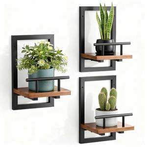 lot 127 image: Sbosbo bosbo Floating Shelves for Wall, Plant Shelf Indoor, Wall Planters for Indoor Floating Plant Shelves for Bedroom, Living Room, Kitchen, Office, Bathroom Decor (3 Pack) - Retail $40