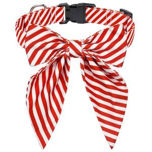 lot 137 image: Malier Christmas Dog Collar with Bowtie, Classic Red Stripe Dog Christmas Collar for Girl and Boy, Cute Adjustable Dog Collars Puppy Collar for Small Medium Large Dogs Cats Pets (Small, Red Stripe) - Retail $10