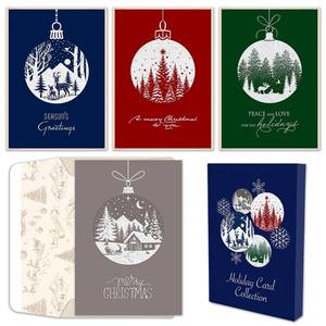 lot 140 image: MAUMDAMA  Made in Korea  Ornament Christmas Card  12 Boxed Holiday Cards with Envelopes  Sparkling White Glitter - Retail $19