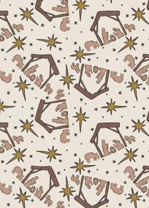 lot 141 image: Nativity Wrapping Paper �� 3 Sheets, 20�28��in, Gold��Accented Christmas Nativity Scene Gift Wrap