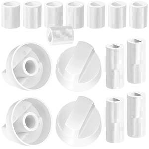 lot 142 image: 4 Pack Control Knobs with Replacement for 12 Adapters, Stove Knobs Replacements, Upgrade Knobs, Wide Application for for Oven Stove Range (White) - Retail $9