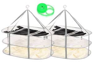 lot 149 image: AUTODECO 2 Pack 3-Tier Folding Mesh Clothes Hanging Dryer, Sweater Drying Rack, Large Laundry Drying Rack, Lay fold Flat Dry Hanger, Mesh Clothes Hanging Dryer - XL(3Tier)XL(3Tier) - Retail $22