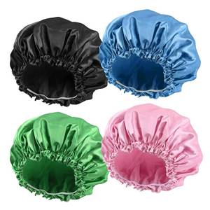lot 150 image: Shower Cap Reusable Waterproof Shower Caps For Women, Plastic Hair Cap For Shower, Large Shower Cap For Long Hair,4 Pcs Double Layers Environmental Protection Hair Bath Hat - Retail $6