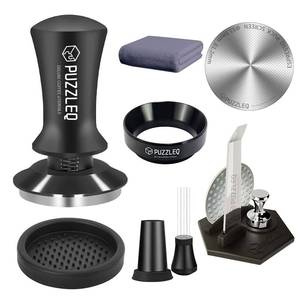lot 153 image: 54mm Espresso Accessories Kit, Spring Loaded Calibrated Tamper,mat��WDT Tool��Dosing Funnel��Puck Screen kit��Basket Removal Tool ��Cleaning ClothSet,Fits 54mm Breville Espresso Coffee Machines (54MM) - Retail $34