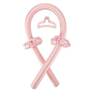 lot 159 image: Heatless Curling Rod Headband No Heat Silk Ribbon Curling Rod Hair Roller Curls with Hair Claw Clip Lazy Natural Soft Wave DIY Hair Rollers Styling Tool for Sleep in Overnight (Pink) - Retail $10