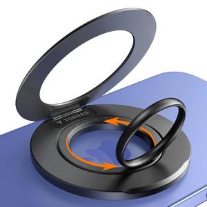 lot 161 image: TORRAS Upgrade Gen2.0 (Dual-Ring) Fit for MagSafe Phone Grip Ring Holder, Kickstand Magnetic, Compatible with MagSafe Accessories for iPhone 161514131211 Samsung, Google, Android, Matte Black - Retail $27