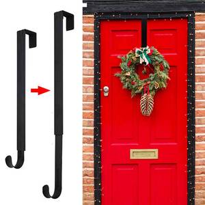 lot 165 image: GP Life Wreath Hanger for Front Door, Adjustable from 15 to 25 Inches Hanger, 20 lbs Larger Door Upgrade Christmas Fall Wreaths Decorations Hook (Black) - Retail $10