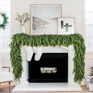 lot 178 image: Lvydec Christmas Pine Garland, 6.5ft Realistic Cedar Cypress Greenery Decoration, Holiday Mantel Fireplace Table Centerpiece (Light Green) - Retail $13