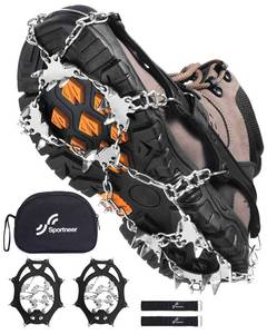 lot 181 image: Sportneer Crampons�� Ice Cleats for Shoes and Boots with 28 Spikes - Traction Slip-on Stretch Footwear for Walking and Shoveling on Ice and Snow - Lightweight for Women and Men - Retail $20
