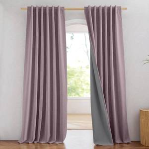 lot 183 image: NICETOWN Chaise Mauve Vintage Linen 100% Blackout Curtains for Living Room, 52 Wide Per Panel, Set of 2, Thermal Insulated Curtains 90 Long, Noise Reducing Window Treatment Drapes for Home Cinema - Retail $32
