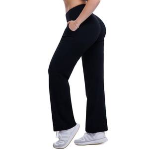 lot 185 image: Walifrey Wide Leg Pants Woman Casual Sweatpants with Pockets for Women High Waist Loose Stretch Trousers Black XXL