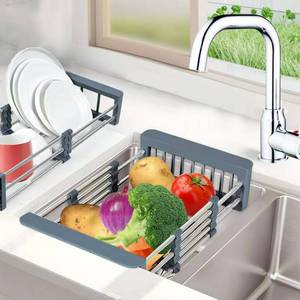 lot 186 image: BLYPHOO Dish Drying Rack Kitchen Sink Organizer Expandable Stainless Steel Dish Drainer �� Rustproof Sink Dish Drying Rack �� Upgraded Dish Racks for Kitchen Counter with Adjustable Arms Holder - Retail $23