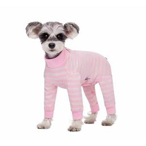 lot 188 image: Dog Striped Recovery Suit, Puppy After Surgery Onesie for Female Male Dogs, Dogs Cats Long Sleeve Pajamas Bodysuit, Surgery Abdominal Wound Bandages Clothes, Dog Pant for Shedding Skin Disease - Retail $21