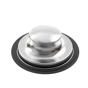 lot 215 image: Kitchen Sink Stopper, 3-12 inch Universal Sink Plug Cover for Garbage Disposal Flange Drain - Stainless Steel Brushed - Retail $10