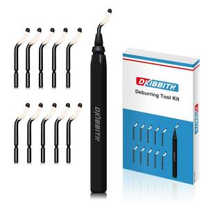 lot 224 image: Deburring Tool Set 11 Pieces of High Speed Steel Rotary Burr Removal Blades, Ideal for Deburring Tool,1 Black Handle - Retail $10
