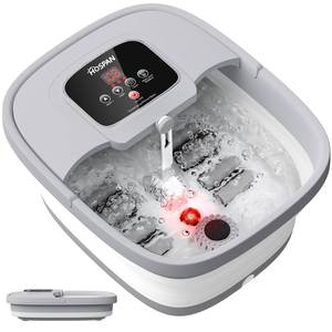 lot 233 image: Pre Owned HOSPAN Collapsible Foot Spa with Heat, Bubble, Red Light, and Temperature Control, Foot Bath Massager with 8 Shiatsu Massage Rollers, Pedicure Foot Spa for Relaxation and Stress Relief - Retail $50