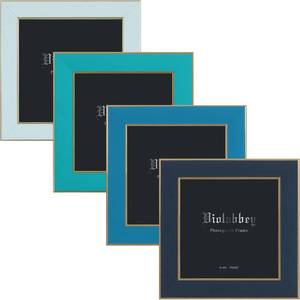 lot 235 image: VIOLABBEY 4x4 Picture Frames Set of 4, Colorful Photo Frame of Modern Style, High Definition Tempered Real Glass, Wall Mounted or Tabletop Display (Blue Series) - Retail $22