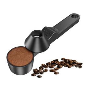 lot 240 image: Coffee Scoop & Funnel for Reusable K Cup Refillable Coffee Pods, Coffee Measuring Spoon 2 Tablespoon Capacity, Scoop with Funnel for Ground Coffee, Protein Powder, Tea (Black, 1 Pack) - Retail $10