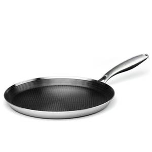 lot 242 image: Innerwell Stainless Steel Crepe Pan - 10 Inch Nonstick Crepe Pan, Stainless Steel Honeycomb Coating Pancake Pan, Non Stick Flat Skillet Tawa Dosa Tortilla Griddle Pan, Induction Compatible, PFOA Free - Retail $44