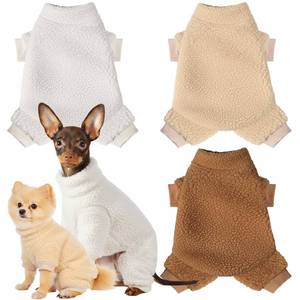 lot 247 image: Pre Owned Reginary 3 Pcs Winter Dog Pajamas Fleece Puppy Clothes Warm Doggy Fuzzy for 4 Legs Pet Cute Coats Elastic Soft Winter Holiday Jumpsuit Sweater Bodysuit Small Medium Dog Apparel White Beige Brown (S) - Retail $12