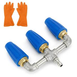 lot 254 image: Triple Turbo Nozzle Pressure Washer Tip with Gloves, 360° Rotating Turbo Nozzle with 14 Quick Connector, 2.5 Orifice 3-in-1 Turbo Nozzle, 4000 PSI - Retail $36
