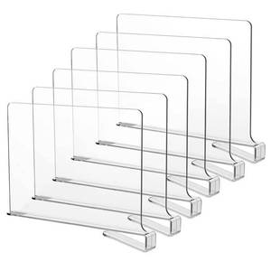 lot 269 image: LikeU Shelf Dividers for Closets,Clear Acrylic Shelf Divider for Wood Shelves and Clothes OrganizerPurses Separators Perfect for Kitchen Cabinets and Bedroom Organizer,6 PCS - Retail $17