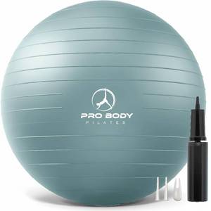 lot 54715 image: Pilates Yoga Ball - Fresh Colors Exercise Ball for Stability, Pregnancy, Workout, Physical Therapy & Birthing, Balance Ball Chair (Mist, 75 cm) - Retail $34