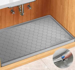 lot 54724 image: Silicone Under Sink Mat 22 x 19, Kitchen Essentials and Gadgets, Shelf liner and Cabinet Protector, Home Organizers and Storage, Waterproof Bathroom Tray - Retail $29