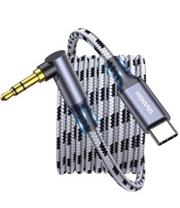 lot 54742 image: Aux to USB C Cable 1.5ft - Type C Aux Cord for iPhone 15,Right Angle USB C to 3.5mm Audio Cable Compatible with iPhone 15 Pro Max15 Plus, Galaxy S24 S234 Ultra iPad Pixel - Retail $6