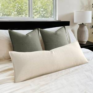 lot 54756 image: MIULEE Thick Textured Long Body Pillowcase, 1 Pack 14x36 Natural Beige Decorative Body Pillow Cover for Bed Couch Sofa, Neutral Linen Cushion Cases, Modern Farmhouse Home Decor, No Filling - Retail $23