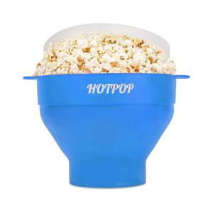 lot 54758 image: The Original Hotpop Microwave Popcorn Popper, Silicone Popcorn Maker, Collapsible Bowl BPA-Free and Dishwasher Safe-  blue - Retail $15