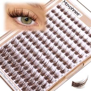 lot 54762 image: Brown Lash Clusters Wispy Eyelash Extensions Natural Individual Lashes Extension Dark Brown Cluster Lashes 8-16MM Fairy Eyelash Clusters Spiky C-Curly DIY Lash at Home for Everyday Wear - Retail $10