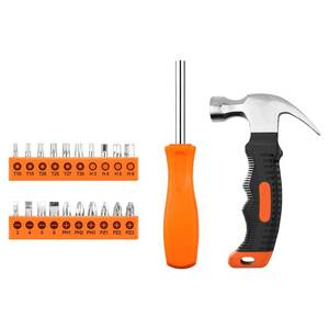 lot 54781 image: 22 Piece Claw Hammer, Small Hammer, Screwdriver Set, Tools Set, Tool Kit with Anti-Slip Handle for Women DIY Craft Industry, Indoor Outdoor Using, Orange - Retail $13