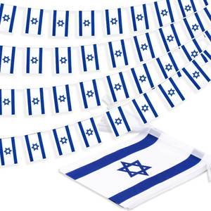 lot 54796 image: Israel String Flag Pennant Banner, Small Mini Israeli Flags Bunting Banner, National Country Decoration for School, Party, Sports Events, Patriotic Festival, 33 Feet 30 Flags - Retail $8