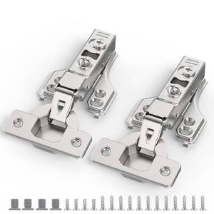 lot 54804 image: 10 Pack 14 Partial Overlay Soft Close Concealed Hinge for Face Frame Frameless Door, 3D Adjustment, Clip-on Plate, Slow Self Closing Hidden Satin Nickel, 105° Stainless Steel Hinges, 38 - Retail $24