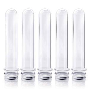 lot 54809 image: Clear Plastic Test Tubes with Caps,20pcs 25x140mm(45ml) Clear Tubes with 2 Funnel for Scientific Experiments, Party, Decorate The House, Candy Storage - Retail $10
