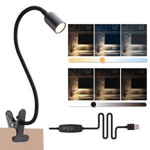 lot 54822 image: LED Reading Light for Bed Headboard Dimmable Clip-On Book Light with Flexible Gooseneck, Adjustable Color Temperature (300040006000K), USB-Powered Desk Lamp for Dorms and Home - Retail $15