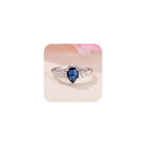 lot 54833 image: Unique Sapphire Bat Ring Animal Promise Ring Gifts for Women Infinity Rings 925 Sterling Silver Angel Wings Heart Ring for Women Size 6-10 7# - Retail $15