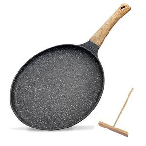 lot 54858 image: Crepe Pan with Spreader 11 Inch Dosa Tawa for Roti Indian Nonstick Chapati Pan Gray - Retail $23