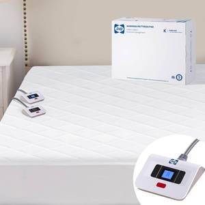 lot 54873 image: Sealy 3M Scotchgard Heated Mattress Pad  Quilted Cotton Electric Bed Warmer with 10 Heat Setting Dual Controller  1-12 Hours Auto Shut Off  17 Deep All Around Elastic Pocket, King - Retail $130