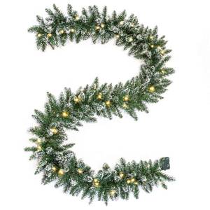 lot 54877 image: WPre-lit 9 Feet106 Inch Christmas Garland with 100 LED Lights Holiday Decorations, Battery Operated (Batteries NOT Included) - Retail $32