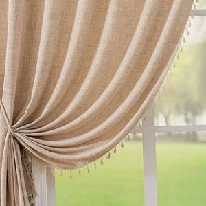 lot 54887 image: F-CHU Boho Beige Curtains 84 Inches Long Bohemia Linen Curtains for Bedroom Living Room, Super Soft Light Filtering Country Rustic Semi Sheer Farmhouse Curtain Rod Pocket 2 Panels Set 52x84 - Retail $36