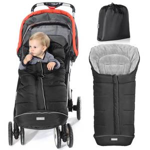 lot 54896 image: Warm Bunting Bag Universal, Stroller Sleeping Bag Cold Weather, Waterproof Toddler Footmuff (Black, Large) - Retail $50
