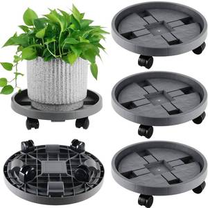 lot 54905 image: 3 Pack Plant Caddy with Wheels 12 Inch Rolling Plant Stand Heavy Duty Plant Dolly with Casters Planter Pot Mover Round Plant Roller Base for Indoor Patio Outdoor Large Trash Can Dolly, Grey