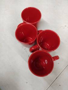 lot 18515 image: Set of 4 Red Ceramic Mugs