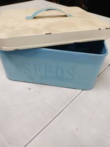 lot 18516 image: Metal Gardening Storage Boxes - Seeds, Bulbs, Dirt