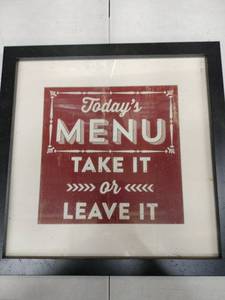 lot 18521 image: At Home Decorative Wall Picture - Todays Menu